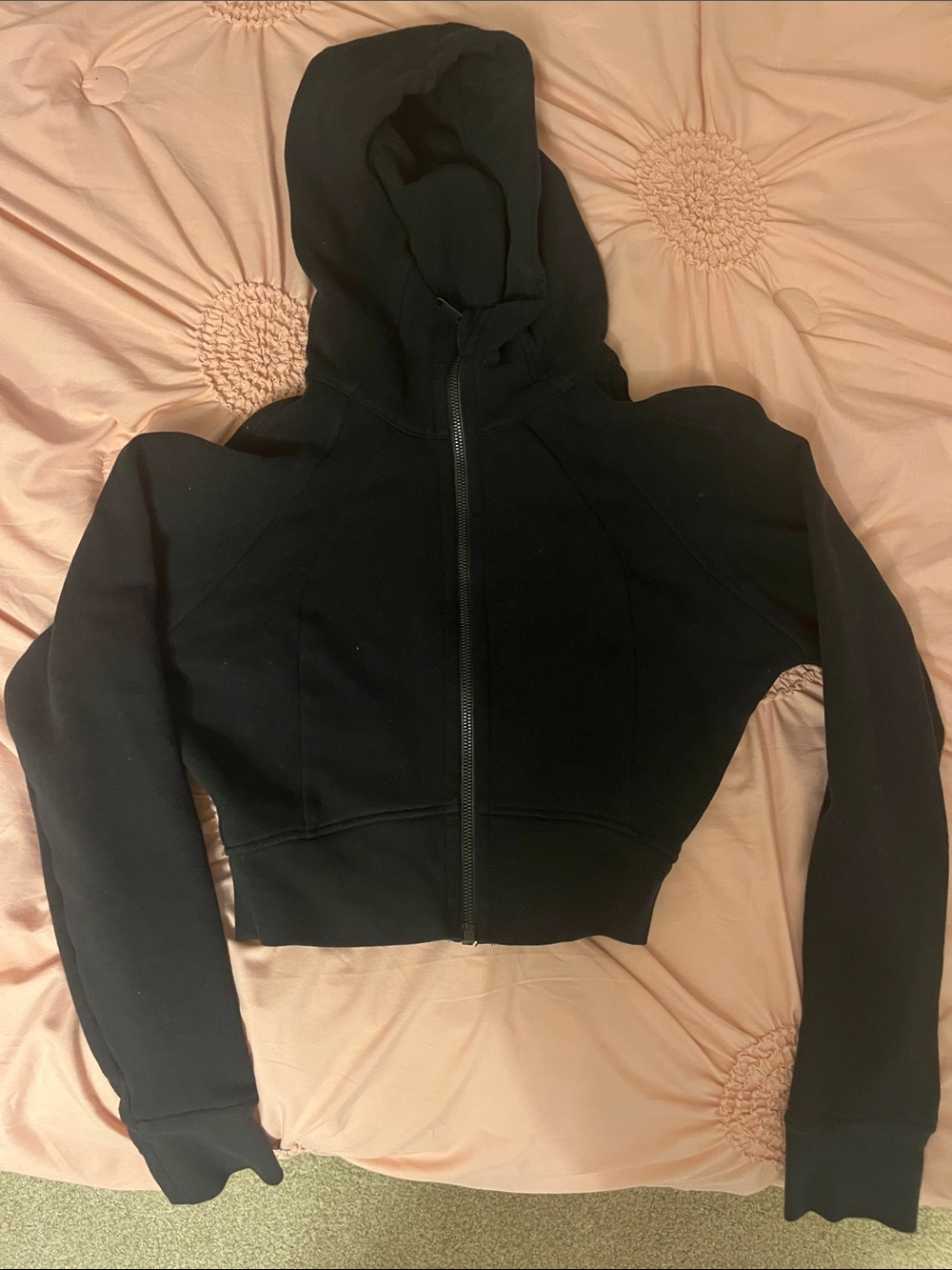 Black Cropped Zip-Up Hoodie